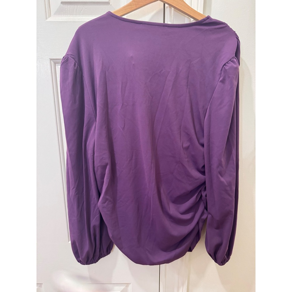 Grace Karin Womens Purple Ruched Surplice V-Neck Long Sleeve Blouse Top 2XL NWT - Picture 6 of 8